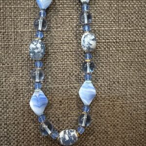 Vintage glass bead necklace in cornflower blues